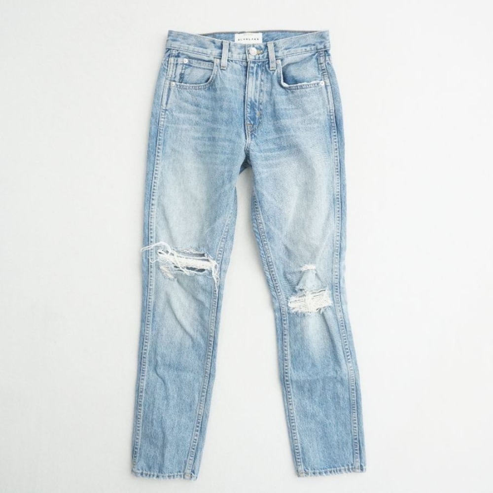 SLVRLAKE Womens Virginia Slim Crossroads Distressed Ripped Jeans Size 25